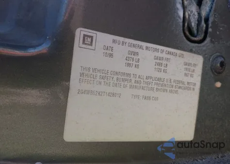 1996 Buick Regal Custom z USA, uszkodzony, nr VIN 2G4WB52K2T1428012